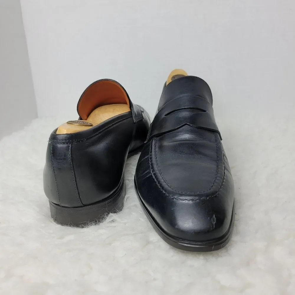 Santoni  Gavin Shoes Mens Size 9 Black Penny Loafer Slip On Italy Made Upper